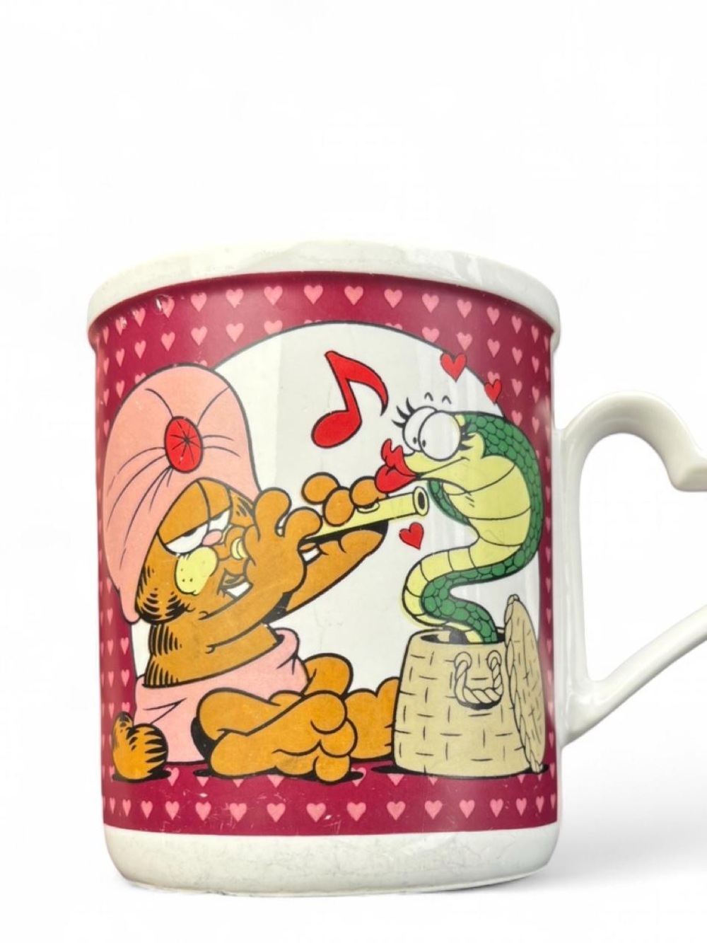 Enesco Pink Garfield Snake Charmer Ceramic Mug